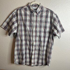 DG-27 Wrangler Hero Mens Medium Plaid Short-Sleeve Button-Up Shirt 100% Cotton